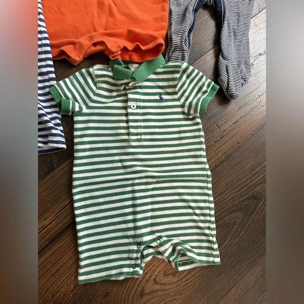 Bundle of Boys Four Ralph Lauren Polo Romper/Footie Size 9 Months